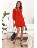 Dress/tunic with a tied neckline red FI600 - Online store - Boutique